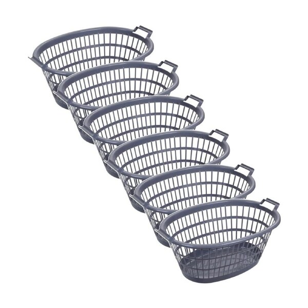 6x Boxsweden Oval Aerated Laundry/Clothing Carry Basket 63x43.5x27cm Assorted