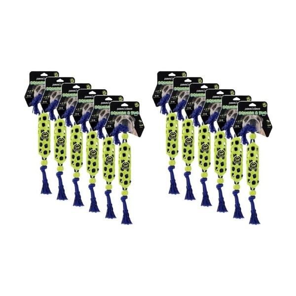12x Paws And Claws Squeak & Tug Baton/Rope Pet Dog Chew/Fetch Toy 45x5x5cm Assorted