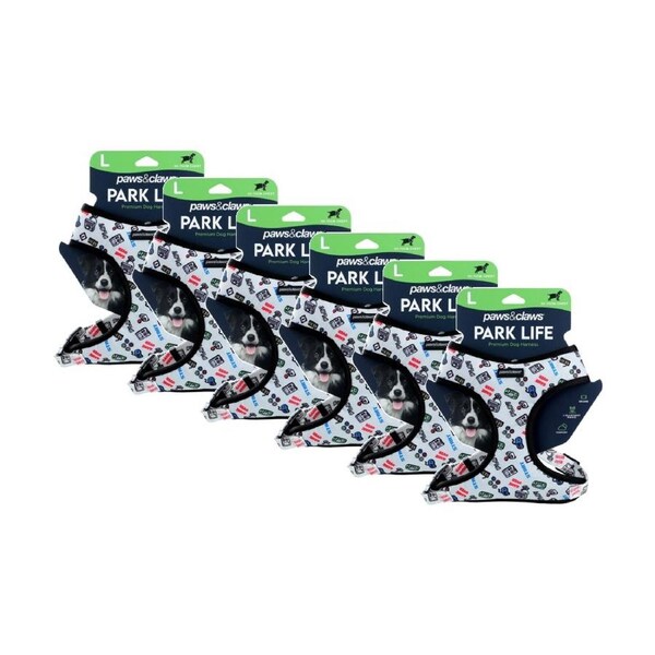 6x Paws And Claws Park Life Printed Pet Dog Harness Large 50-70cm Assorted