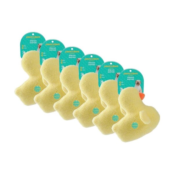 6x Paws And Claws Soft Plush Sherpa Animals Dog Chew/Cuddle Squeaker Toy Assorted