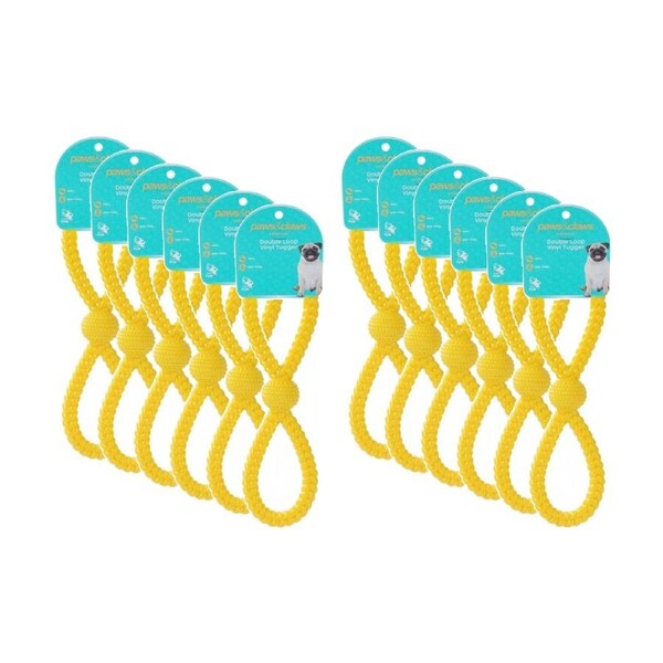 12x Paws And Claws Vinyl Double Loop Pet Dog Chew/Tugger Toy 27x8cm Assorted