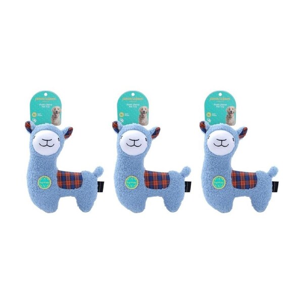3x Paws And Claws Plush Llama Pet Dog Chew/Cuddle Squeaker Toy 21x27cm Assorted
