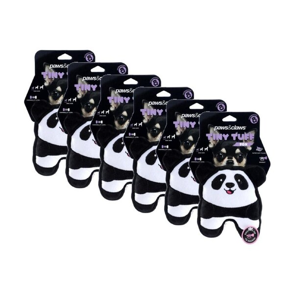6x Paws And Claws Tiny Tuff Plush Squeaky Animals Pet Dog Chew/Cuddle Toy Assorted