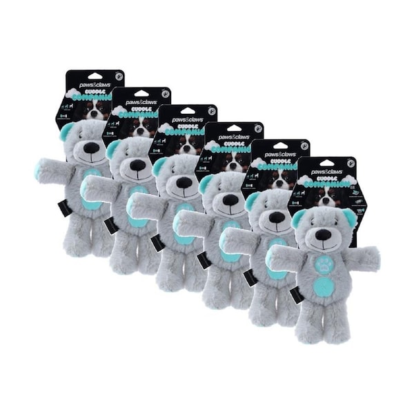 6x Paws And Claws Plush Companion Pet Dog Chew/Cuddle Squeaker Toy Assorted