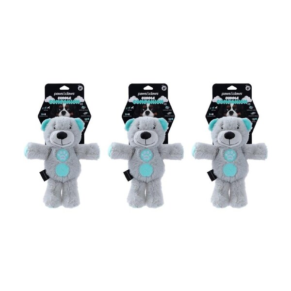 3x Paws And Claws Plush Companion Pet Dog Chew/Cuddle Squeaker Toy Assorted