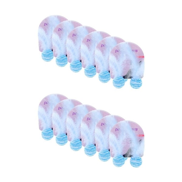 12x 2pc Paws And Claws Foam Cat Toy Play Balls Set W/ Feather Assorted