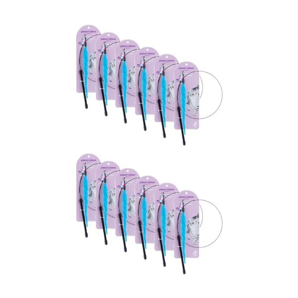 12x Paws And Claws Springy Plush Dangler Flexible Rod Interactive Cat Toy Asstd