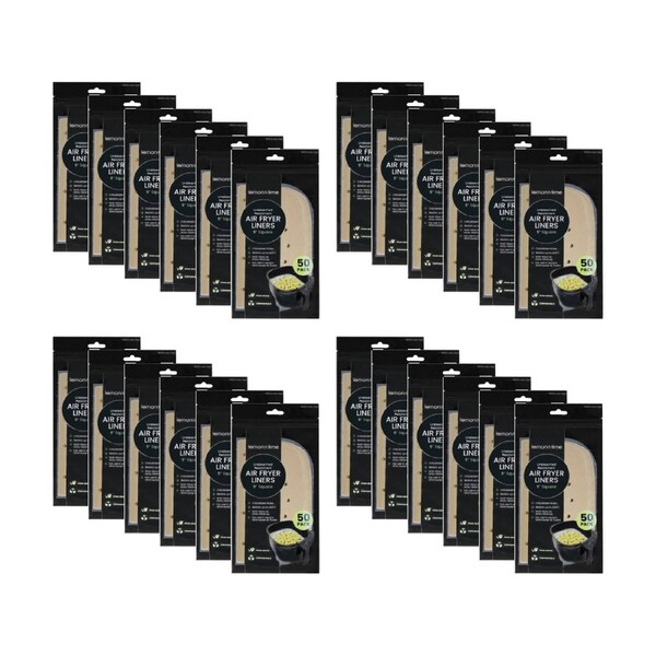 24x 50pc Lemon And Lime Air Fryer Liners Set Non-Stick W/ Circulation Holes 23x23cm