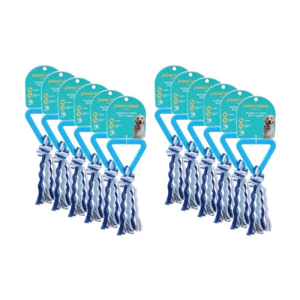 12x Paws And Claws Triangle TPR & Rope Durable Dog Pet Toy 17x1.6cm Assorted
