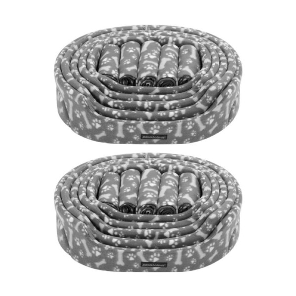 2x 10pc Paws And Claws Dog/Cat Pet Polar Fleece Bed & Blanket Set Mixed Size