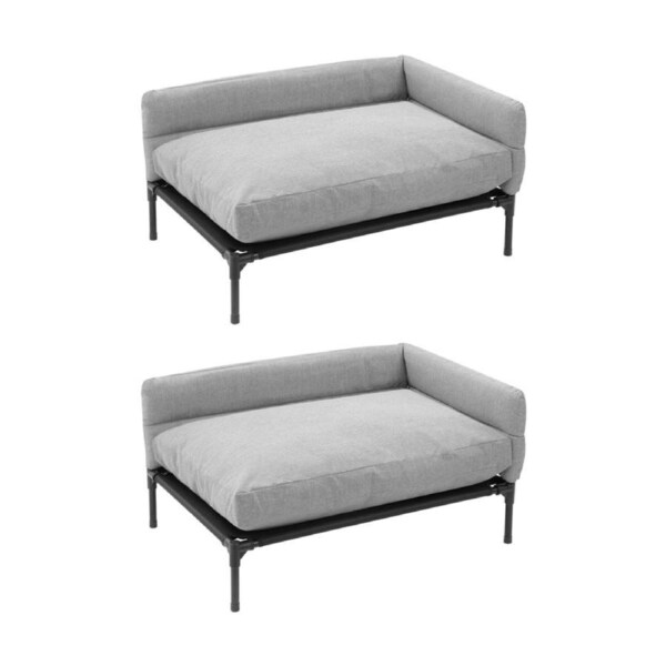 2x Paws And Claws Elevated Sofa Pet Dog Bed 93.5x63x48cm Linen Grey Large