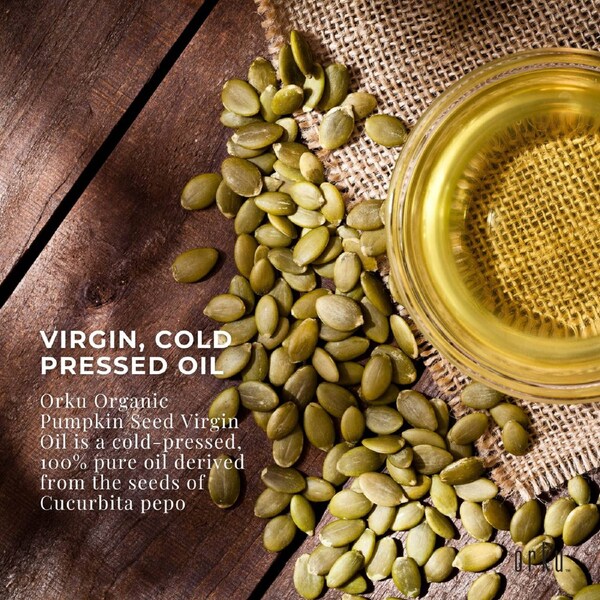 Orku Organic Pumpkin Seed Oil 250ml - Virgin Cold Pressed, 100% Pure, Cosmetic Gr.