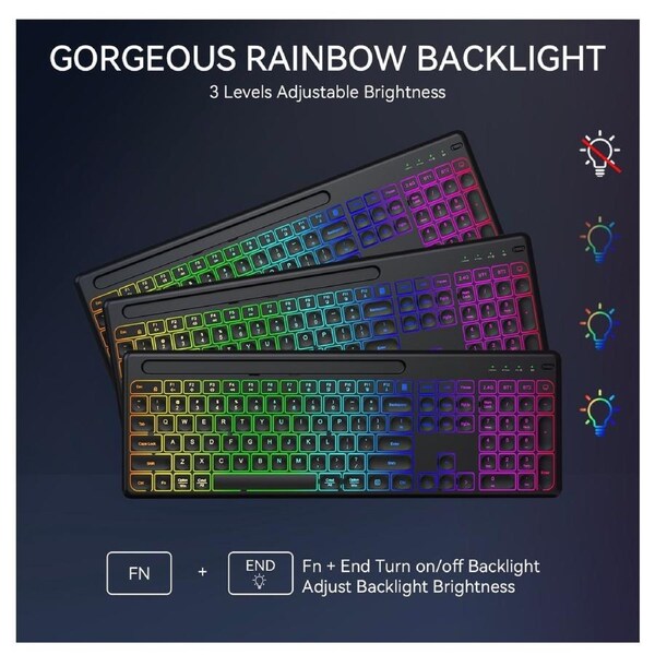 Wireless Bluetooth Dual Mode Office Keyboard Mouse RGB Backlight Gaming Keyboard Set