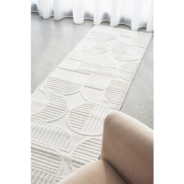 Rug Culture Lotus Leo White Runner Rug 400X80CM