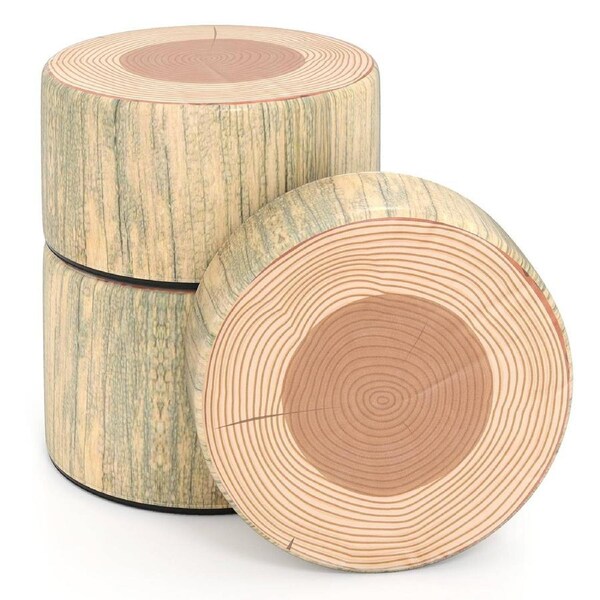 Giantex Tree Stump Stool Set Kids Round Floor Cushions w/Wood Grain Print Nature-Inspired Flexible Seating for Toddlers & Children