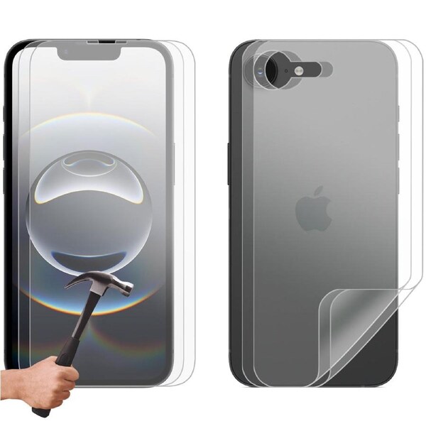 2 Set Tempered Glass Screen Protector for Apple iPhone 17e Front and Film Back Bulk