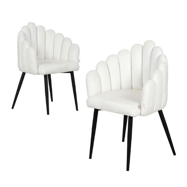 Familand Velvet Dining Chairs Set Of 2 in White