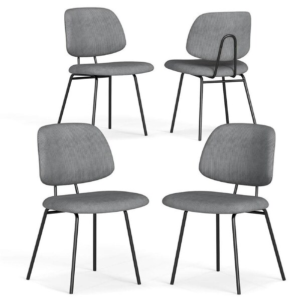 Familand Corduroy Dining Chairs Set Of 4 in Grey