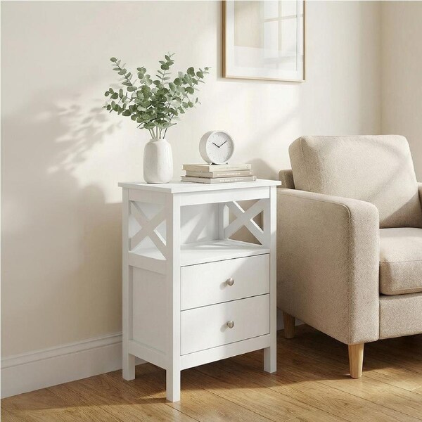 Levede Bedside Table Nightstand Side End Table 2 Drawers Storage Bedroom Cabinet