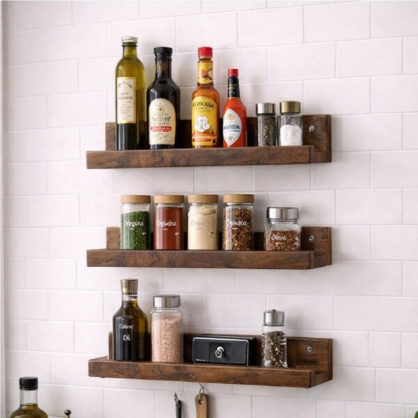 Levede Floating Shelves 3 Pack Wall Mounted Wood Storage Display Rack Room Decor