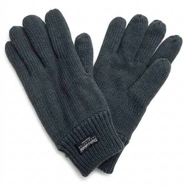 3M THINSULATE Knitted Fleece Gloves Winter Warmers Snow Ski Thermal Plain - Grey - S/M