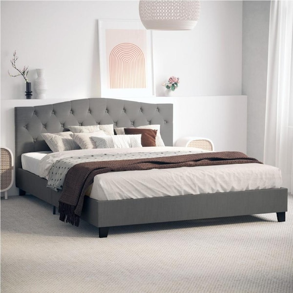 Charcoal Curved Bed Frame in King, Queen and Double Size King / Charcoal