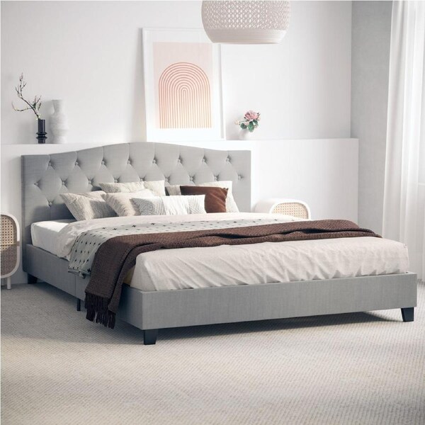 Grey Curved Bed Frame in King, Queen and Double Size Double / Grey