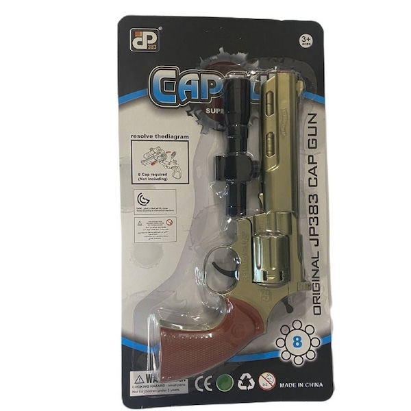 8-Shot Toy Cap Gun - Gold with 144 Caps