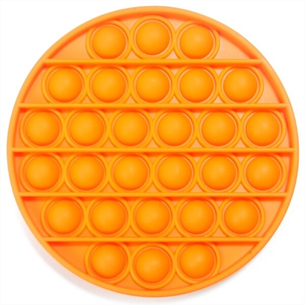 Orange Round Push And Pop Sensory Toy - Reusable Silicone, Ages 3+