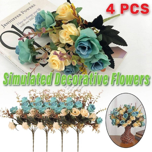 4pcs Artificial Flowers 13" Multicolour Floral Arrangement for Home Decor