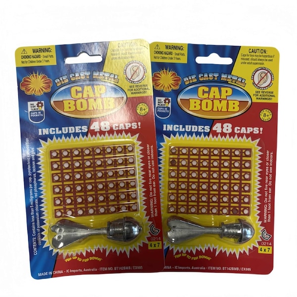 Diecast Cap Bomb 2-Pack with 48 Shots - Traditional Toys for Classic Fun