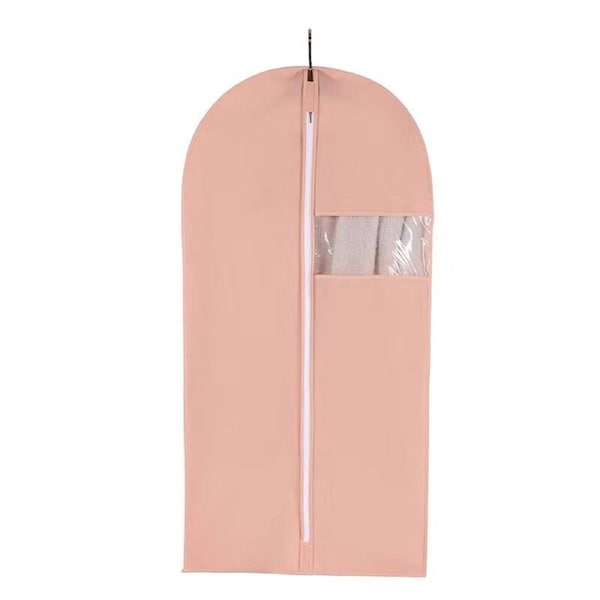 Pink Garment Bag 60x80cm Dustproof Suit Cover with Clear Window & Zipper