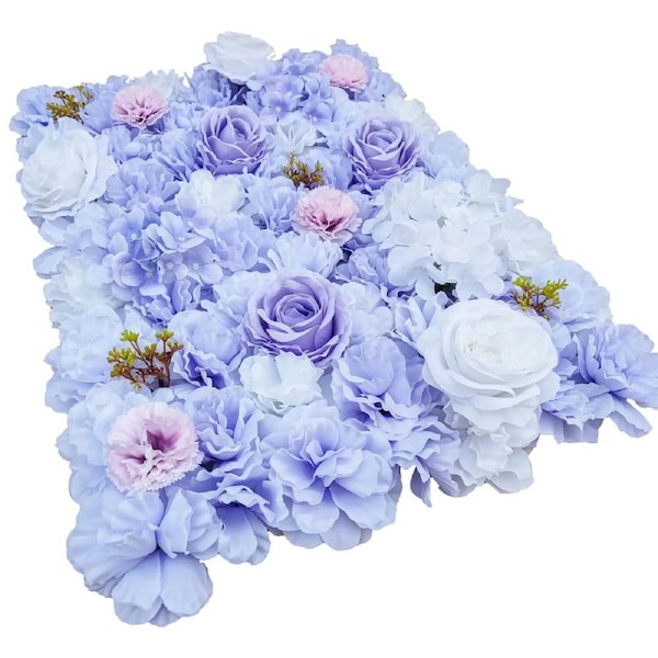 Artificial Flower Wall Panel 40cm x 60cm Mixed Lilac Faux Flowers, Hand-Assembled