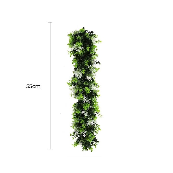 Artificial UV Resistant Extendable Hanging Flowering White Eucalyptus Vine 55cm