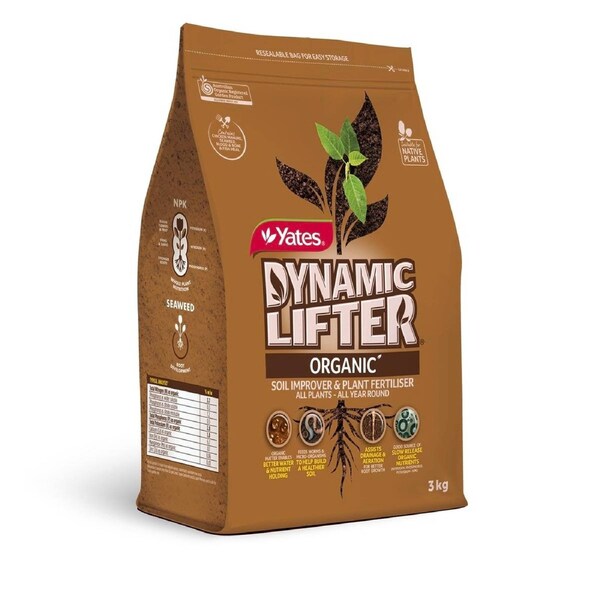 Yates 3kg Dynamic Lifter Organic Soil Improver & Plant Fertiliser Pellets for All Plants