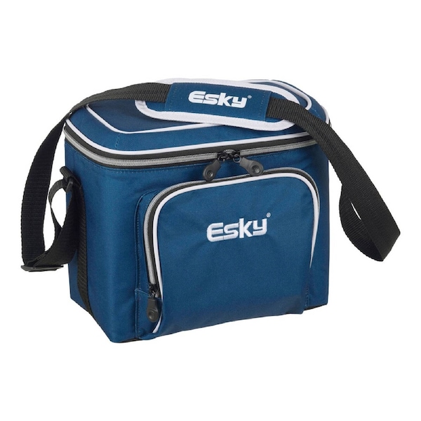 Esky 9 Can Soft Cooler Bag - Blue, Zip-Top with Front Pocket & Shoulder Strap