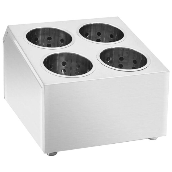Cutlery Holder 4 Grids Square Stainless Steel vidaXL