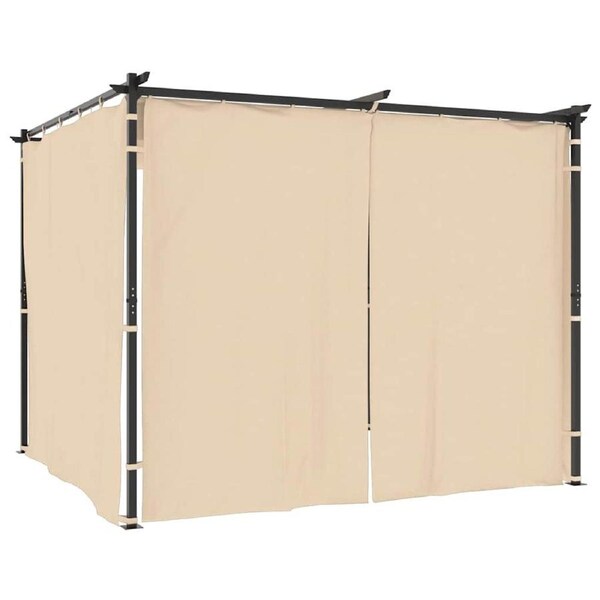 Gazebo with Curtains 3x3 m Cream Steel vidaXL