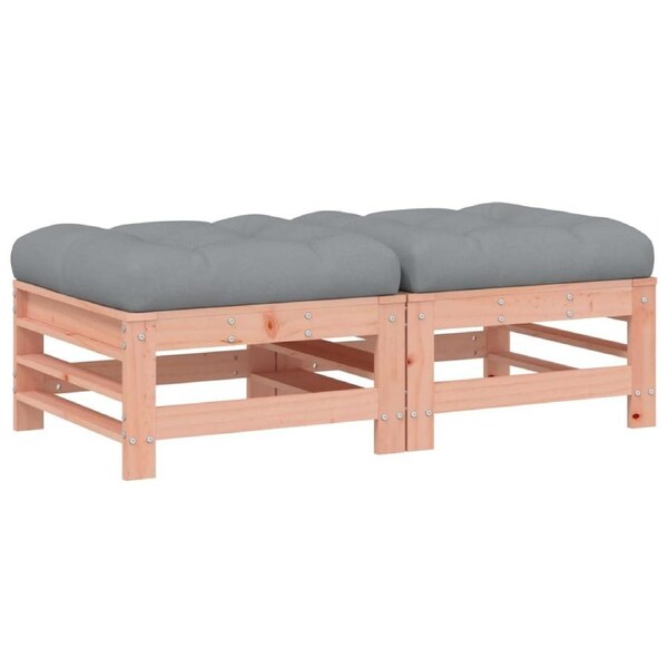 Garden Footstools with Cushions 2pcs Solid Wood Douglas vidaXL
