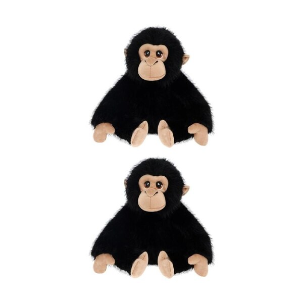 2x Keeleco Delux Plush Toy Soft Black/Beige Cuddly Stuffed Animal Chimp