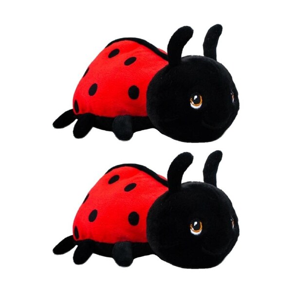 2x Keeleco 100% Recycled Material Weighted Animal Plush Toy Ladybird