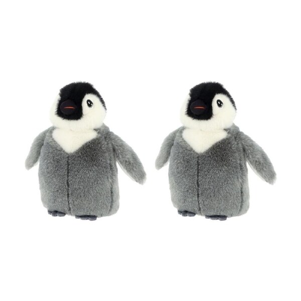 2x Keeleco 100% Recycled Material Weighted Delux Plush Toy Penguin Nature