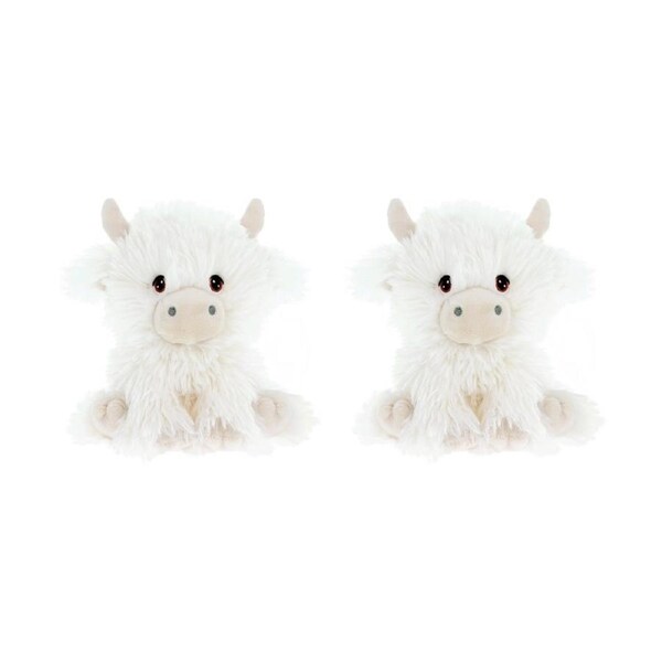 2x Keeleco Cream Plush Toy Soft White Beige Stuffed Animal Shaggy Cow