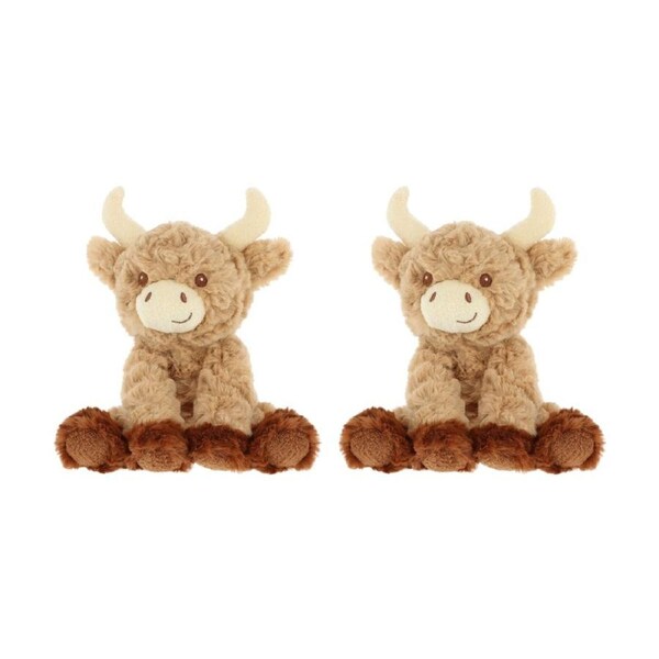 2x Keeleco Baby Soft Eco Friendly Animal Plush Toy Highland Cow
