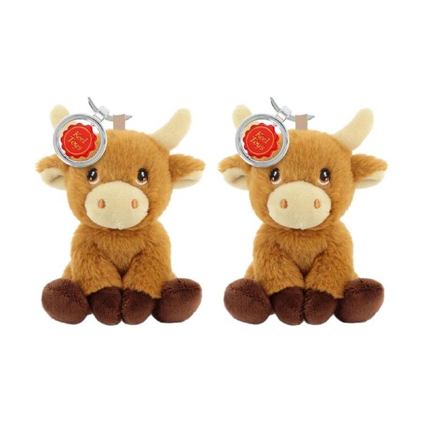 2x Keeleco Recycled Material Plush Bag Charm Keychain Accessory Highland Cow