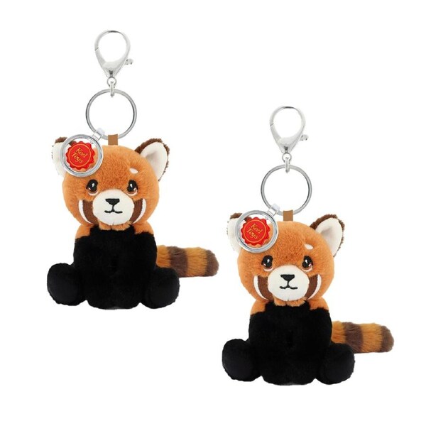 2x Keeleco Recycled Material Plush Toy Bag Charm Keychain Accessory Red Panda
