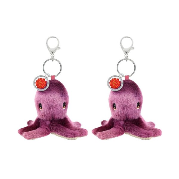 2x Keeleco Recycled Material Plush Bag Charm Keychain Accessory 8x6cm Octopus