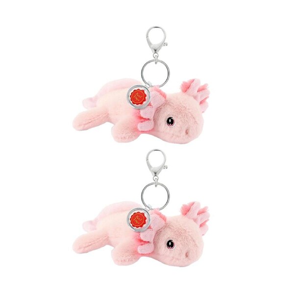 2x Keeleco 100% Recycled Material Plush Bag Charm Keychain Accessory Axolotl