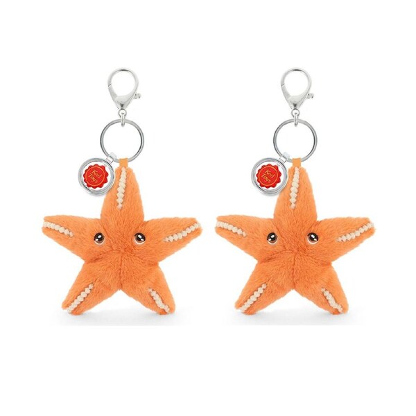 2x Keeleco Recycled Material Plush Toy Bag Charm Keychain Accessory Starfish