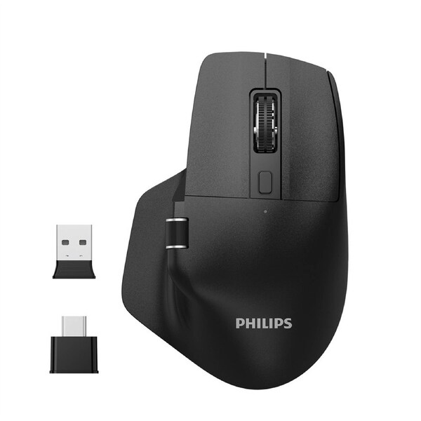 Philips Ergonomic Wireless Mouse 2.4G Bluetooth Multi-Device 4000DPI Silent Mouse-Ultra-Fast Scrolling-USB-C Charging